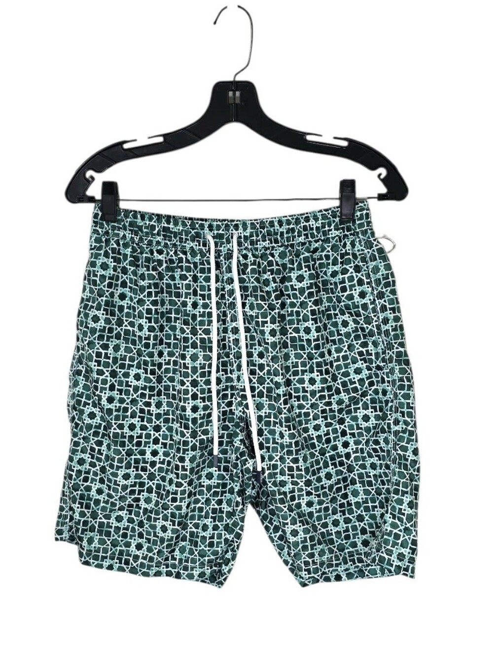 Fedeli Geometric Print Drawstring Swim Shorts Green Lined Mesh Brief Mens Medium